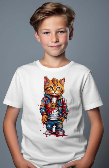 Wholesaler I.A.L.D FRANCE - Boy's tee  | Cat Style Paint V2