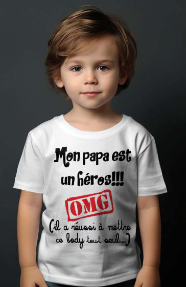 Großhändler I.A.L.D FRANCE - Jungen-T-Shirt | Papa, ein Held, oh mein Gott