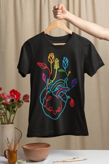 Grossiste I.A.L.D FRANCE - tee shirt femme fleur love