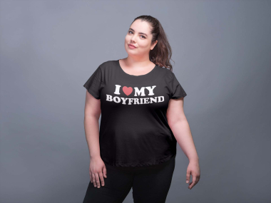 Grossiste I.A.L.D FRANCE - Tee shirt femme grande taille col rond / I LOVE MY BOYFRIEND