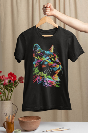 Grossiste I.A.L.D FRANCE - tee shirt femme chat multicolor