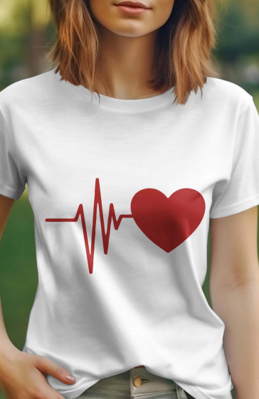 Großhändler I.A.L.D FRANCE - Damen-T-Shirt mit Rundhalsausschnitt | Herzschlag