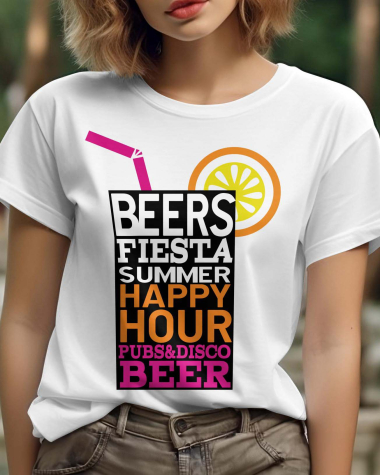 Großhändler I.A.L.D FRANCE - Damen-T-Shirt mit Rundhalsausschnitt | Bierfest im Sommer