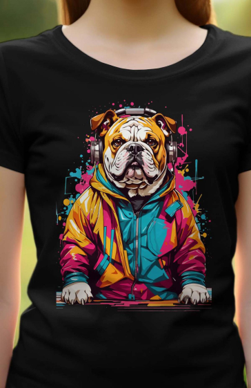 Grossiste I.A.L.D FRANCE - Tshirt Femme Col Rond | Bulldog Paint V girl