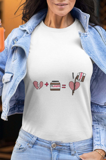 Großhändler I.A.L.D FRANCE - Damen-T-Shirt mit Rundhalsausschnitt | gebrochenes Herz + Nutella
