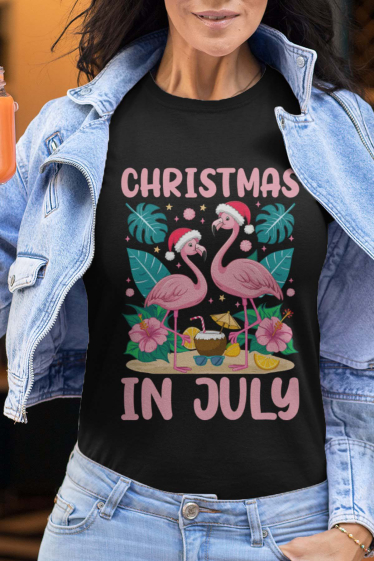 Großhändler I.A.L.D FRANCE - Damen-T-Shirt mit Rundhalsausschnitt | Flamingo Juli