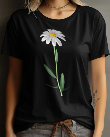 Grossiste I.A.L.D FRANCE - Tshirt Femme Col Rond | Fleur