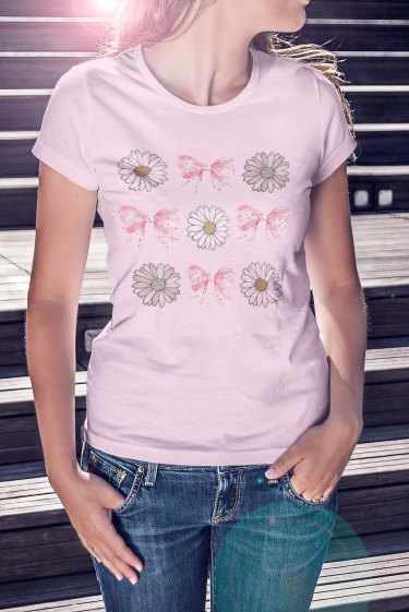 Grossiste I.A.L.D FRANCE - Tshirt Femme Col Rond | flower ruban