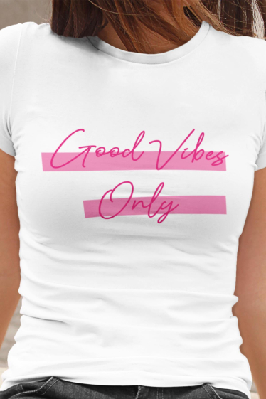 Grossiste I.A.L.D FRANCE - Tshirt Femme Col Rond | Good vibes only