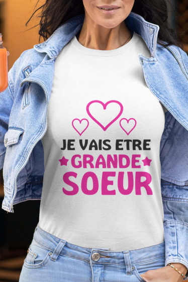 Großhändler I.A.L.D FRANCE - Damen-T-Shirt mit Rundhalsausschnitt | Ich werde große Schwester
