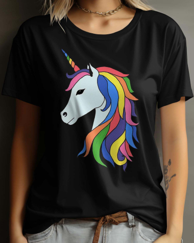 Mayorista I.A.L.D FRANCE - Camiseta de cuello redondo para mujer | Melena de unicornio