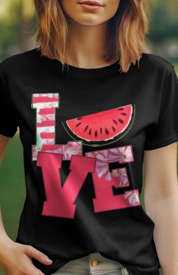 Grossiste I.A.L.D FRANCE - Tshirt Femme Col Rond | love pasteque