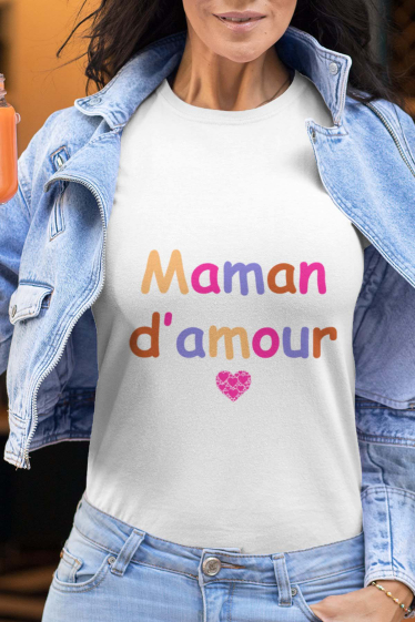 Grossiste I.A.L.D FRANCE - Tshirt Femme Col Rond | Maman d'amour