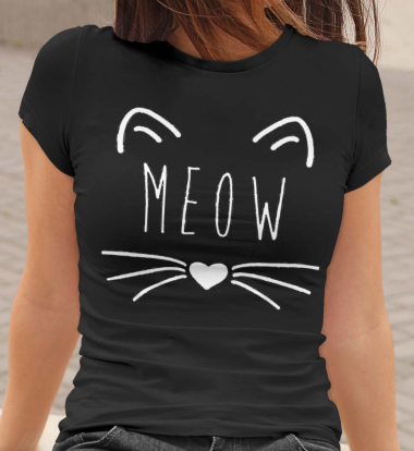 Grossiste I.A.L.D FRANCE - Tshirt Femme Col Rond | MEOW BLANC