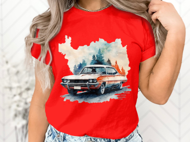 Grossiste I.A.L.D FRANCE - Tshirt Femme Col Rond | Old red Car