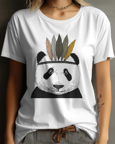 Großhändler I.A.L.D FRANCE - Damen-T-Shirt mit Rundhalsausschnitt | Indischer Panda