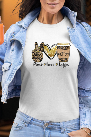 Grossiste I.A.L.D FRANCE - Tshirt Femme Col Rond | Peace love coffee
