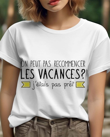 Grossiste I.A.L.D FRANCE - Tshirt Femme Col Rond | Recommencer les vacances