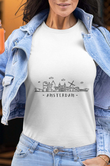 Mayorista I.A.L.D FRANCE - Camiseta de cuello redondo para mujer | Horizonte de Ámsterdam