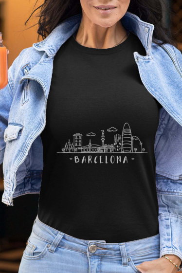 Großhändler I.A.L.D FRANCE - Damen-T-Shirt mit Rundhalsausschnitt | Skyline Barcelona