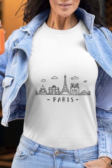 Mayorista I.A.L.D FRANCE - Camiseta de cuello redondo para mujer | Horizonte de París
