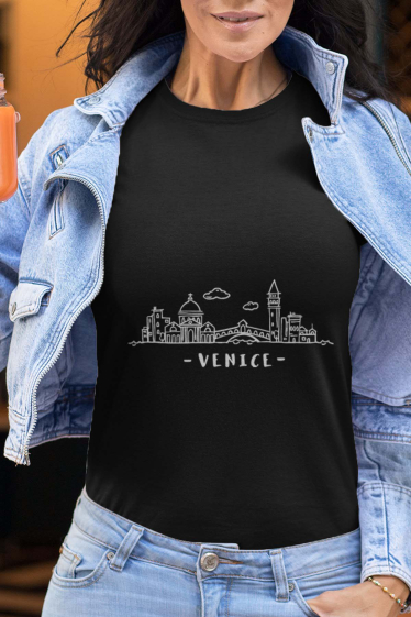 Großhändler I.A.L.D FRANCE - Damen-T-Shirt mit Rundhalsausschnitt | Skyline Venedig