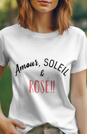 Grossiste I.A.L.D FRANCE - Tshirt Femme Col Rond | soleil & rosé