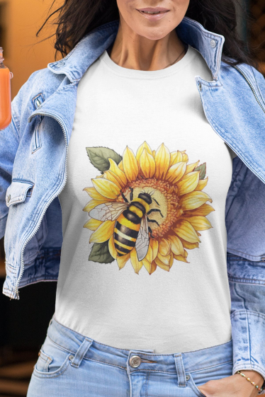 Großhändler I.A.L.D FRANCE - Damen-T-Shirt mit Rundhalsausschnitt | Sonnenblume