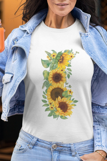Grossiste I.A.L.D FRANCE - Tshirt Femme Col Rond | sunflower long