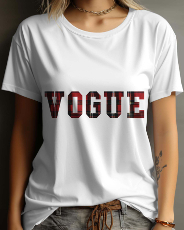 Großhändler I.A.L.D FRANCE - Damen-T-Shirt mit Rundhalsausschnitt | Mode-Tartan