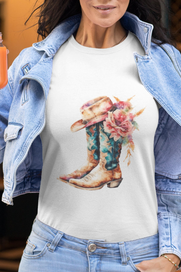 Großhändler I.A.L.D FRANCE - Damen-T-Shirt mit Rundhalsausschnitt | Westernstiefel