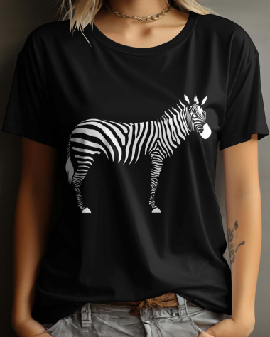 Großhändler I.A.L.D FRANCE - Damen-T-Shirt mit Rundhalsausschnitt | Zebra