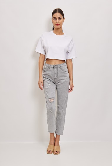 Wholesaler Elya's Jeans - Ripped stretch mom jeans