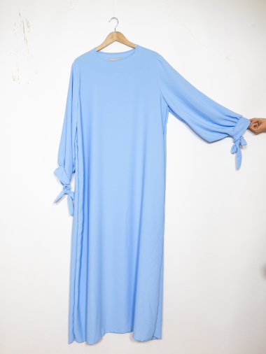 Grossiste IDEAL OUTFIT - Abaya en soie de Médine manches ballon avec nœud