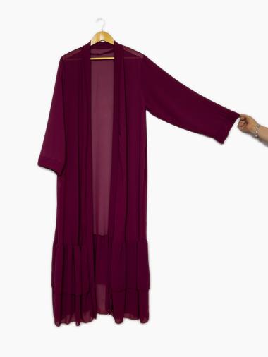 Grossiste IDEAL OUTFIT - Abaya gilet avec volant en mousseline