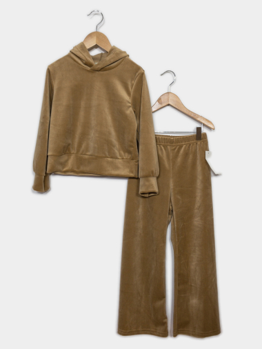 Wholesaler IDEAL OUTFIT - Ensemble en velour top avec, capuche et pantalon lages