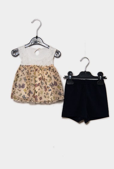 Großhändler IDEAL OUTFIT - Baby-Kleid und Shorts-Set