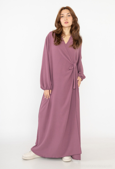 Grossiste IDEAL OUTFIT - Robe abaya Coise avec nœud sur cote manche ballon en jazz