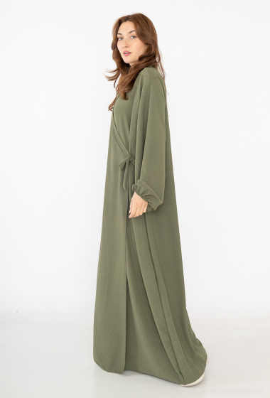 Grossiste IDEAL OUTFIT - Robe abaya Coise avec nœud sur cote manche ballon en jazz