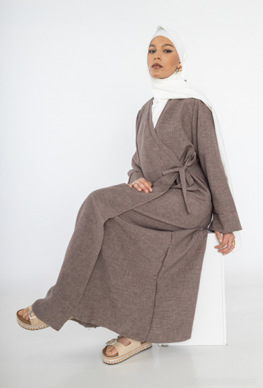 Grossiste IDEAL OUTFIT - Robe abaya Coise avec nœud sur cote