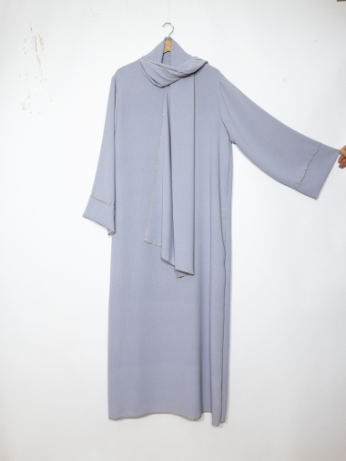 Grossiste IDEAL OUTFIT - Robe abaya couture d'orée en jazz pour femme