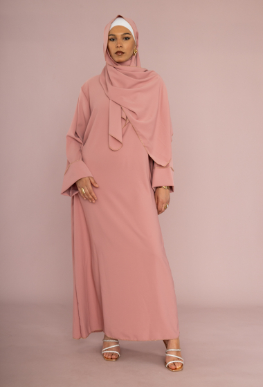 Grossiste IDEAL OUTFIT - Robe abaya couture d'orée en soie pour femme