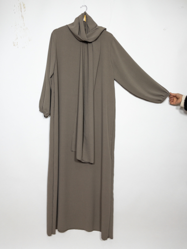 Grossiste IDEAL OUTFIT - Robe abaya en jazz avec écharpe