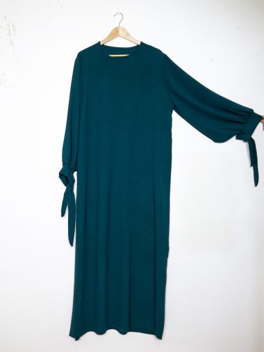 Mayorista IDEAL OUTFIT - Vestido abaya con mangas abullonadas tipo jazz y lazo