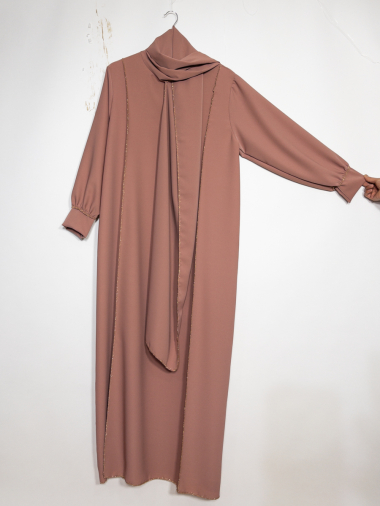 Wholesaler IDEAL OUTFIT - Medina silk abaya dress with scarf