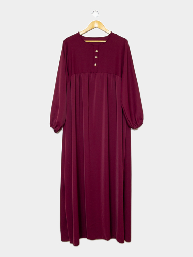 Grossiste IDEAL OUTFIT - Robe abaya longue large avec des boutons en soie de médine