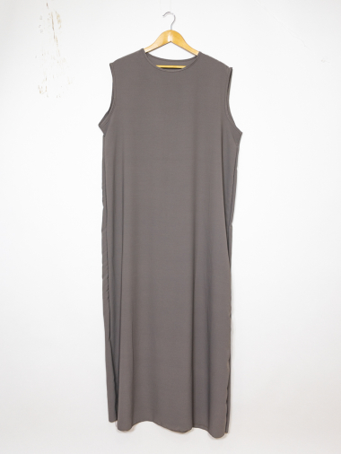 Grossiste IDEAL OUTFIT - Robe abaya longue large sans manche en soie de médine