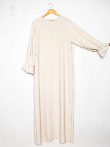 Grossiste IDEAL OUTFIT - Robe abaya manche volant en soie de médine