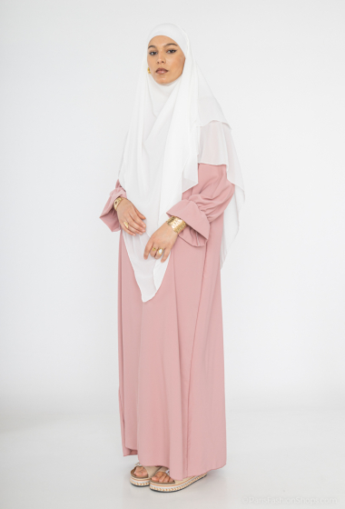 Grossiste IDEAL OUTFIT - Robe abaya manche volant en soie de médine