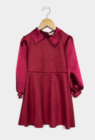 Großhändler IDEAL OUTFIT - Satin sleeve suede dress